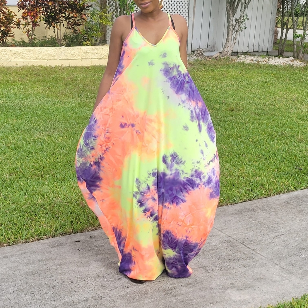 Lime Green Tie Dye Dress